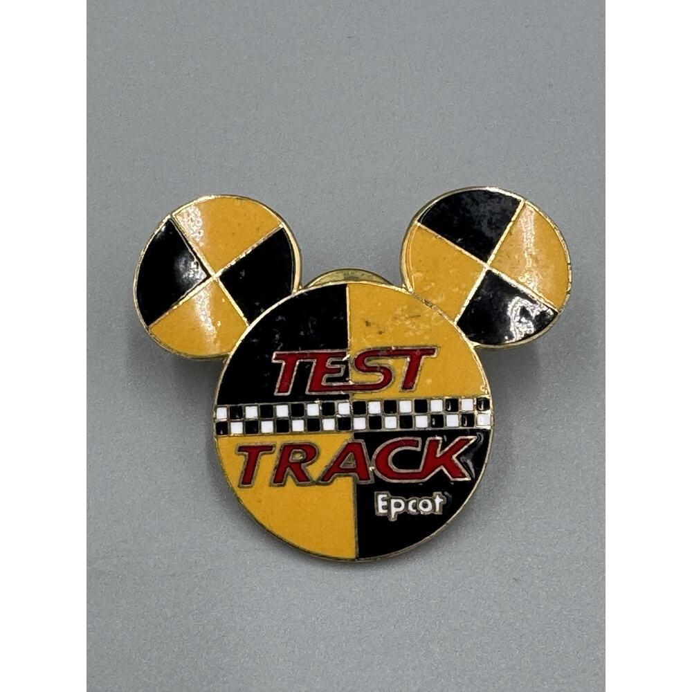 Vtg 2001 Disney Epcot Test Track Ride Yellow Black Mickey Mouse Ears Lapel Pin